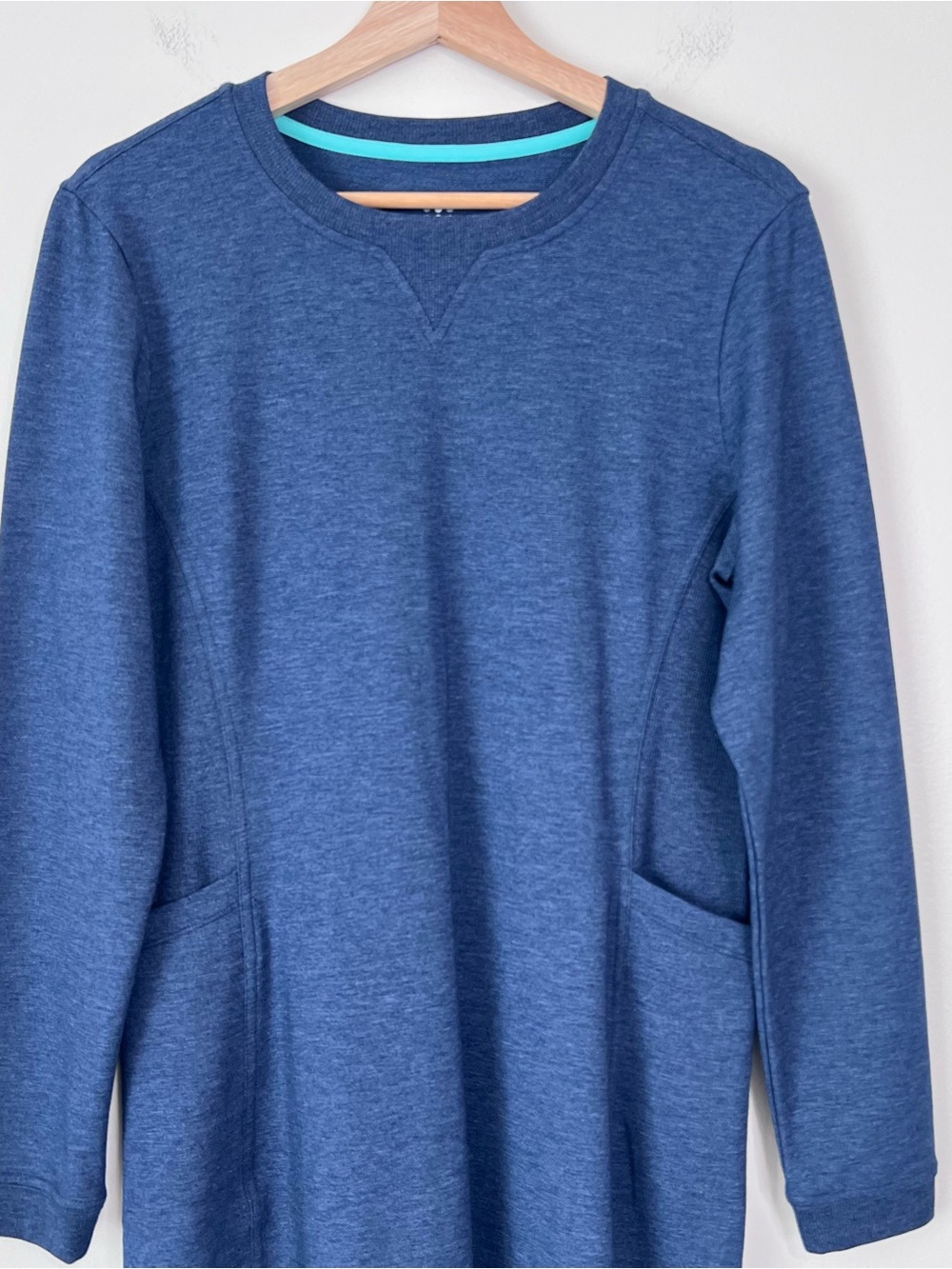 Title Nine NBD Dress Sz M Blue Soft Stretch Terry Knit Long Sleeve Pockets NWOT - Picture 3 of 8